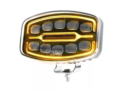 Ovális FULL LED Távfényszóró + sárga/fehér Led helyzetjelző 12/24V „E” jelzett