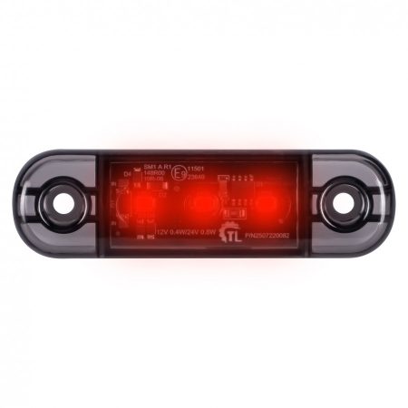 Helyzetjelző 3Led-es piros Füst Búrával 12/24V 84x24mm