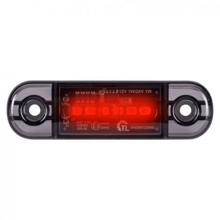 Helyzetjelző 6Led-es piros Füst Búrával 12/24V 84x24mm