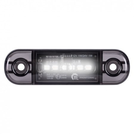 Helyzetjelző 6Led-es Fehér Füst Búrával 12/24V 84x24mm